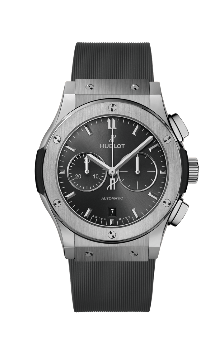Hublot Classic Fusion Racing Grey Chronograph Titanium 541.NX.7070.RX - cinturino caucciù grigio - cassa titanio - quadrante grigio con cronografo e datario