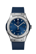 Load image into Gallery viewer, Hublot Classic Fusion Titanium Blue 542.NX.7170.RX - cassa titanio - cinturino caucciù blu - quadrante blu con datario