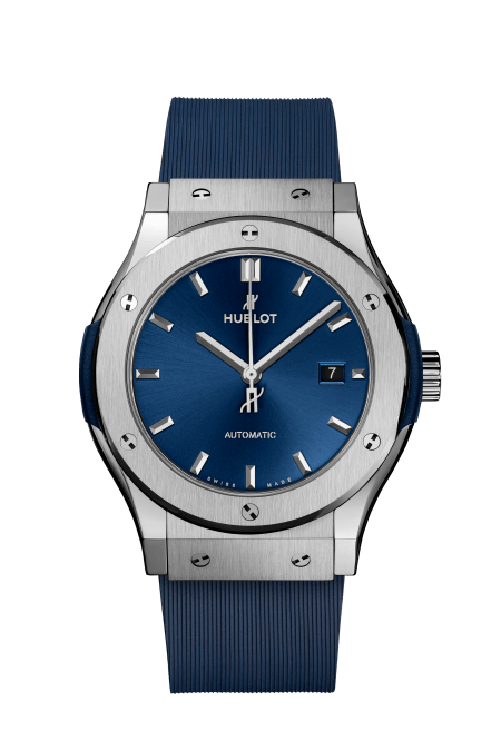 Hublot Classic Fusion Titanium Blue 542.NX.7170.RX - cassa titanio - cinturino caucciù blu - quadrante blu con datario