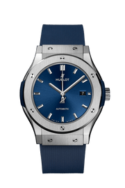Hublot Classic Fusion Titanium Blue 542.NX.7170.RX - cassa titanio - cinturino caucciù blu - quadrante blu con datario
