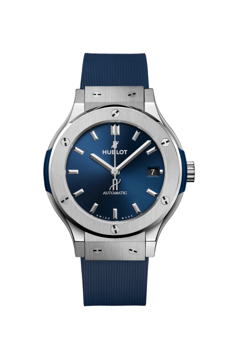 Hublot Classic Fusion Titanium 38mm Blu 565.NX.7170.RX - cassa titanio - cinturino caucciù blu - quadrante blu con datario