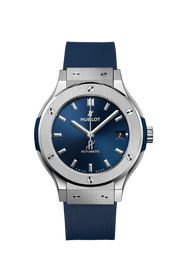 Hublot Classic Fusion Titanium 38mm Blu 565.NX.7170.RX - cassa titanio - cinturino caucciù blu - quadrante blu con datario