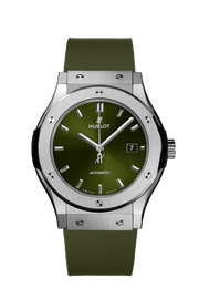Hublot Classic Fusion Titanium Green 542.NX.8970.RX - cinturino caucciù verde scuro - cassa titanio - quadrante verde scuro con datario