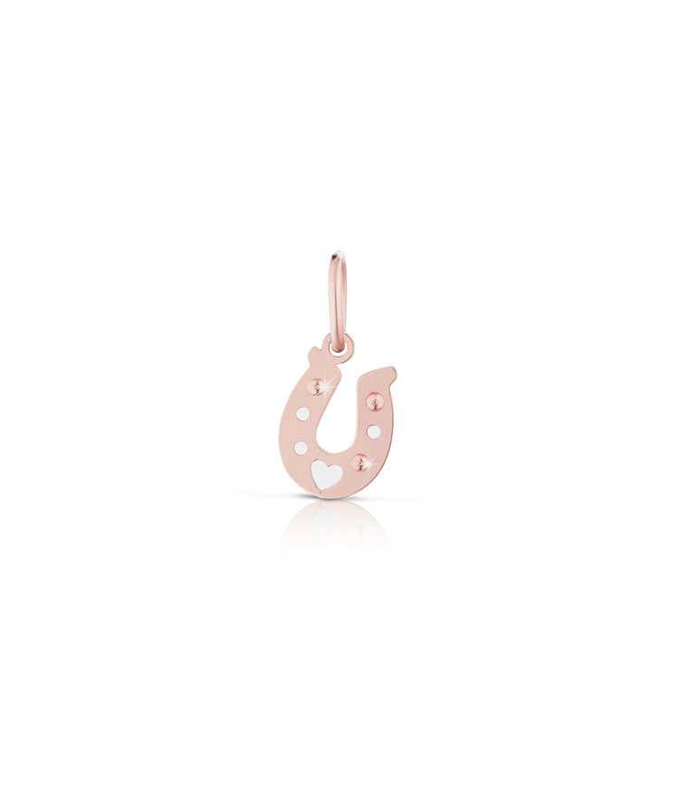Charm Ferro di cavallo in Oro Rosa e Argento