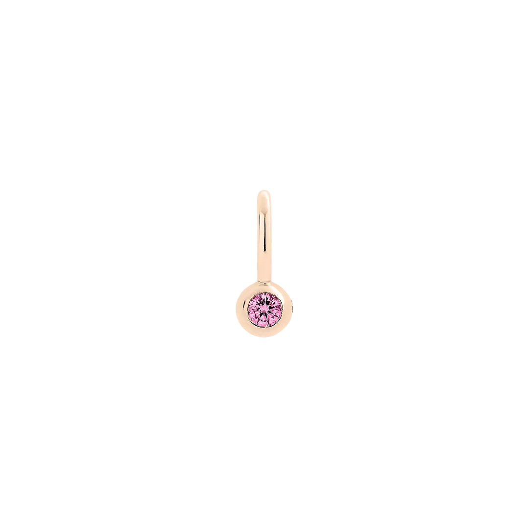 Ciondolo Bollicine DoDo in oro rosa 9K con zaffiro rosa 0,08 ct, design raffinato e colorato.