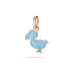 Load image into Gallery viewer, Ciondolo Dodo Junior DoDo in oro rosa 9K con smalto azzurro brillante, charm su cordino nero.
