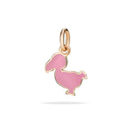 Load image into Gallery viewer, Ciondolo Dodo Junior DoDo in oro rosa 9K con smalto rosa brillante, charm su cordino nero.

