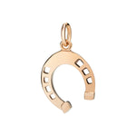 Load image into Gallery viewer, Ciondolo Ferro di Cavallo DoDo in oro rosa 9K, charm portafortuna su cordino nero.
