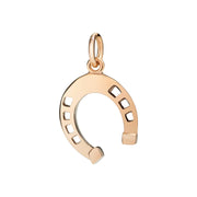 Ciondolo Ferro di Cavallo DoDo in oro rosa 9K, charm portafortuna su cordino nero.