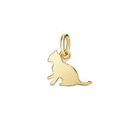 Load image into Gallery viewer, Ciondolo Gatto DoDo in oro giallo 18K, charm a forma di gatto su cordino nero.
