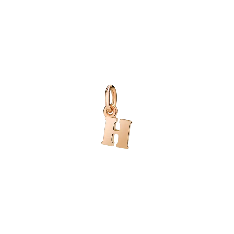 Ciondolo Lettera H DoDo in oro rosa 9K, charm elegante e personalizzabile per gioielli.