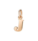 Load image into Gallery viewer, Ciondolo Lettera J DoDo in oro rosa 9K, charm personalizzabile per collane e bracciali.
