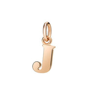 Ciondolo Lettera J DoDo in oro rosa 9K, charm personalizzabile per collane e bracciali.