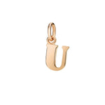 Load image into Gallery viewer, Ciondolo Lettera U DoDo in oro rosa 9K con finitura lucida, charm personalizzabile per bracciali e collane.
