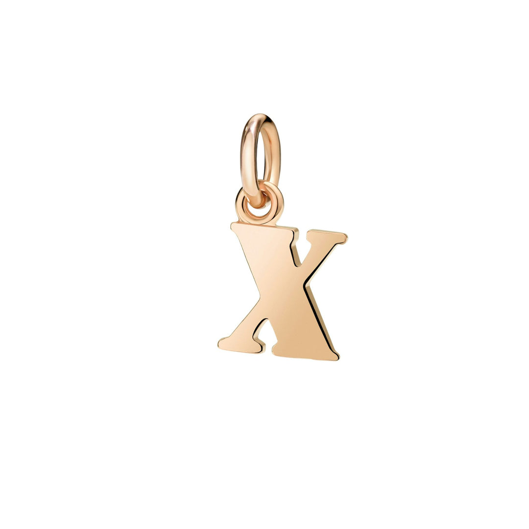 Ciondolo Lettera X DoDo in oro rosa 9K con finitura lucida, charm raffinato per bracciali e collane.