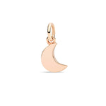 Load image into Gallery viewer, Ciondolo luna in oro rosa 9K, dettaglio lucido e design a mezza luna.
