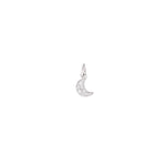 Load image into Gallery viewer, Ciondolo Luna Preziosa DoDo in oro bianco 18K rodiato con 9 diamanti bianchi e cordino nero, design elegante e simbolico.
