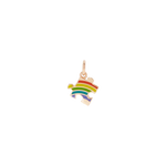 Load image into Gallery viewer, Ciondolo Puzzle DoDo in oro rosa 9K con smalto rainbow, simbolo di inclusività, cordino nero incluso.
