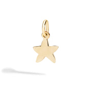Ciondolo Stellina DoDo in oro giallo 18K, charm a forma di stella marina su cordino nero.