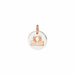 Load image into Gallery viewer, Ciondolo Zodiaco Bilancia DoDo in argento 925 e oro rosa 9K, simbolo di equilibrio e armonia con cordino nero incluso.
