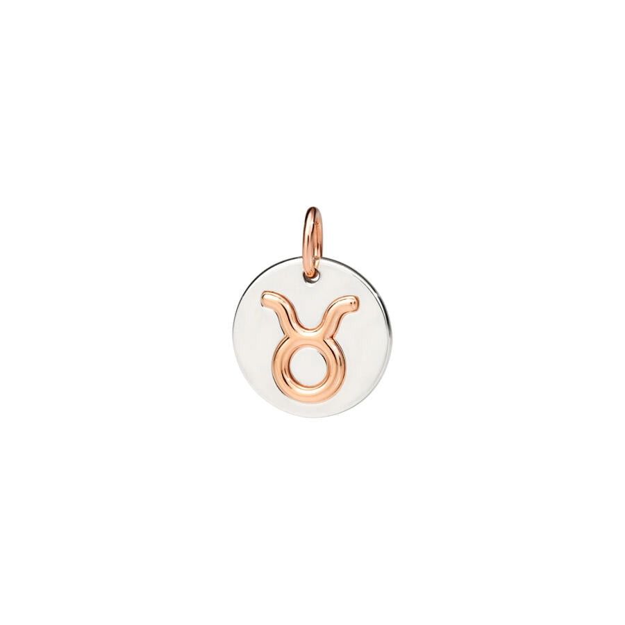 Ciondolo Zodiaco Toro DoDo in argento e oro rosa 9K, simbolo di forza e determinazione, con cordino nero incluso.