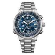 Citizen AT8300-58L con cassa in acciaio da 41 mm e quadrante blu con regolo calcolatore aeronautico.