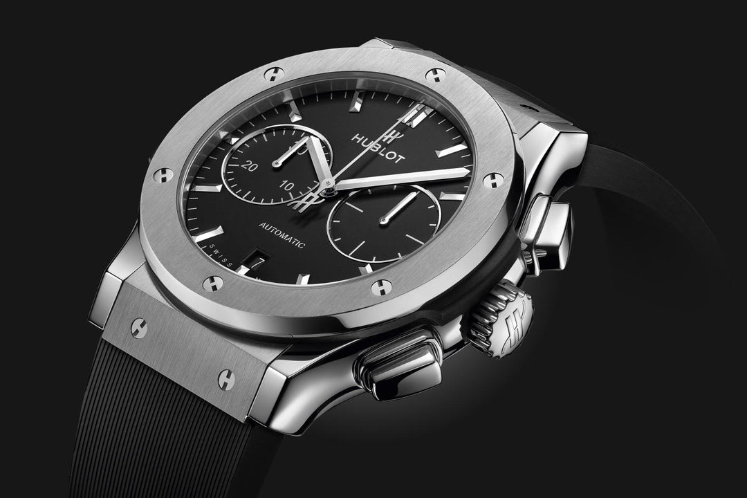 Hublot Classic Fusion Chronograph Titanium 521.NX.1171.RX - cassa in titanio - cinturino gomma nera - quadrante nero con cronografo e datario