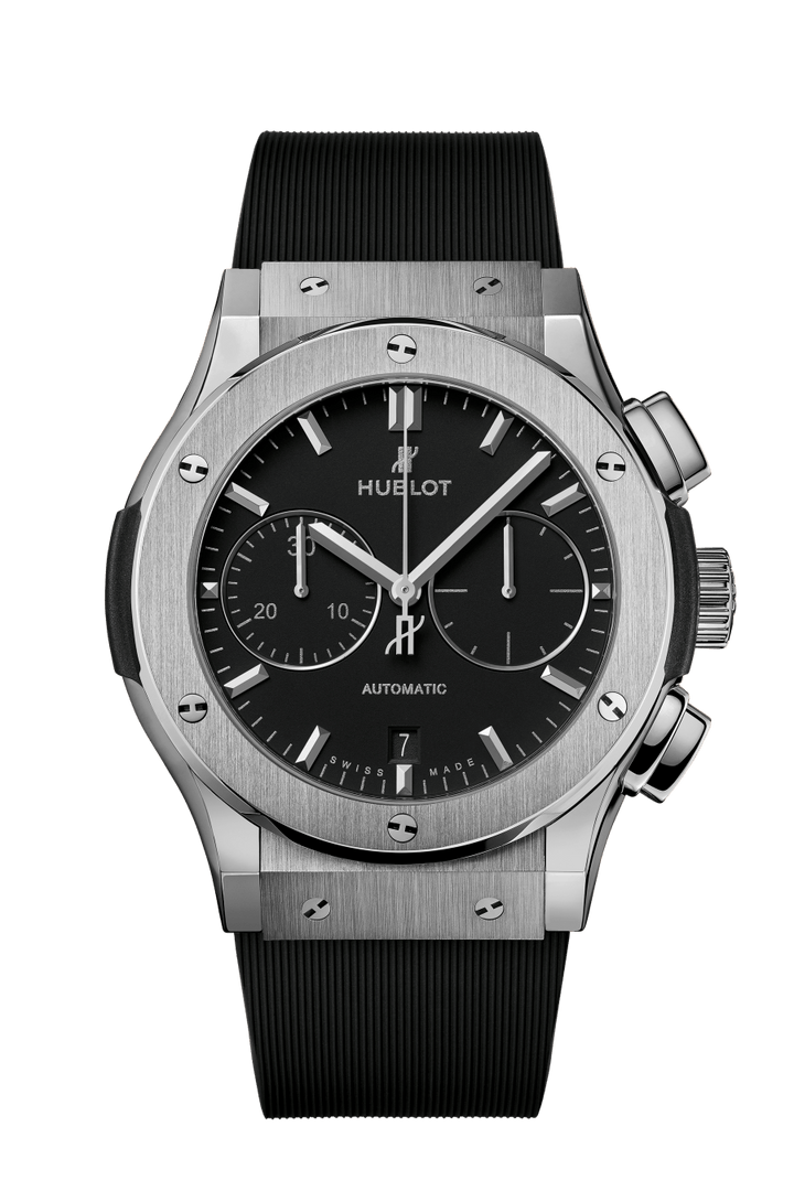 Hublot Classic Fusion Chronograph Titanium 521.NX.1171.RX - cassa in titanio - cinturino gomma nera - quadrante nero con cronografo e datario