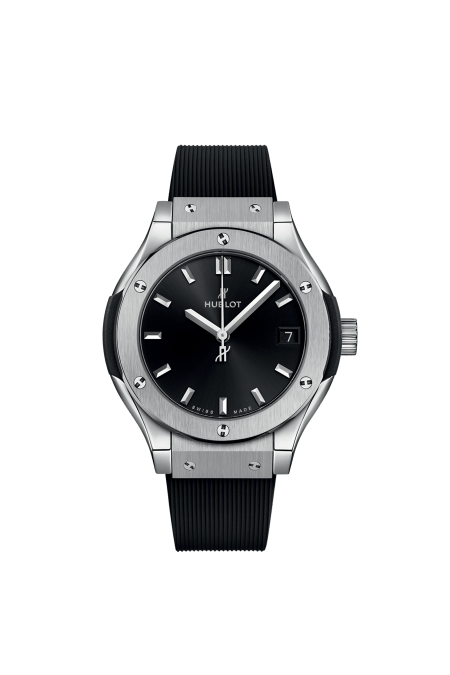 Hublot Classic Fusion Titanium Nero 33mm 581.NX.1470.RX - cinturino caucciù nero - cassa titanio - quadrante nero con datario
