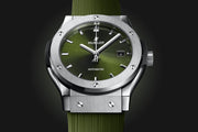Hublot Classic Fusion Titanium Green 542.NX.8970.RX - cinturino caucciù verde scuro - cassa titanio - quadrante verde scuro con datario