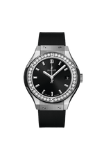 Load image into Gallery viewer, Hublot Classic Fusion Titanium Diamonds 581.NX.1470.RX.1104 - cassa titanio - cinturino caucciù nero - quadrante nero con datario