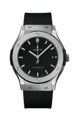 Load image into Gallery viewer, Hublot Classic Fusion Titanium 511.NX.1171.RX - cinturino gomma nero - cassa e lunetta in titanio - quadrante nero con datario