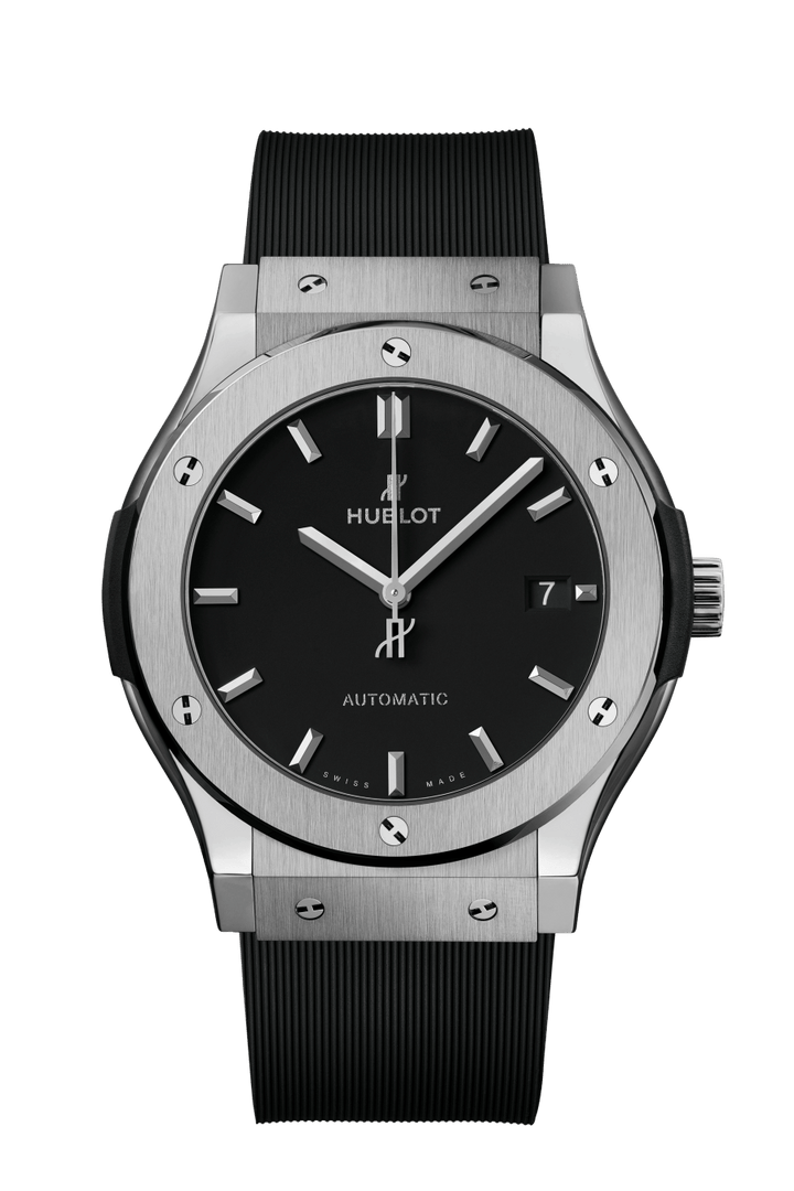 Hublot Classic Fusion Titanium 511.NX.1171.RX - cinturino gomma nero - cassa e lunetta in titanio - quadrante nero con datario
