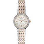 Load image into Gallery viewer, Quadrante blu satinato con otto diamanti incastonati come indici del Classic Lady Diamond Bulova
