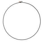 Load image into Gallery viewer, Collana Bollicine DoDo in acciaio con finitura PVD nero e piastrina in oro rosa 9K, lunghezza 50 cm.
