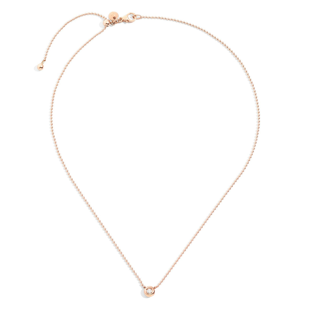 Collana Bollicine DoDo in oro rosa 9K con diamante bianco 0,06 ct e catena choker da 40 cm con chiusura slider.