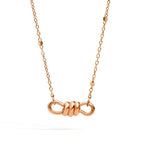 Load image into Gallery viewer, Collana Chocker Nodo DoDo in oro rosa 9K con pendente mini nodo e catena regolabile 36-40 cm.
