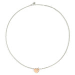 Load image into Gallery viewer, Collana Cuore DoDo con catena in argento 925 da 42 cm e charm cuore in oro rosa 9K con chiusura T-bar.
