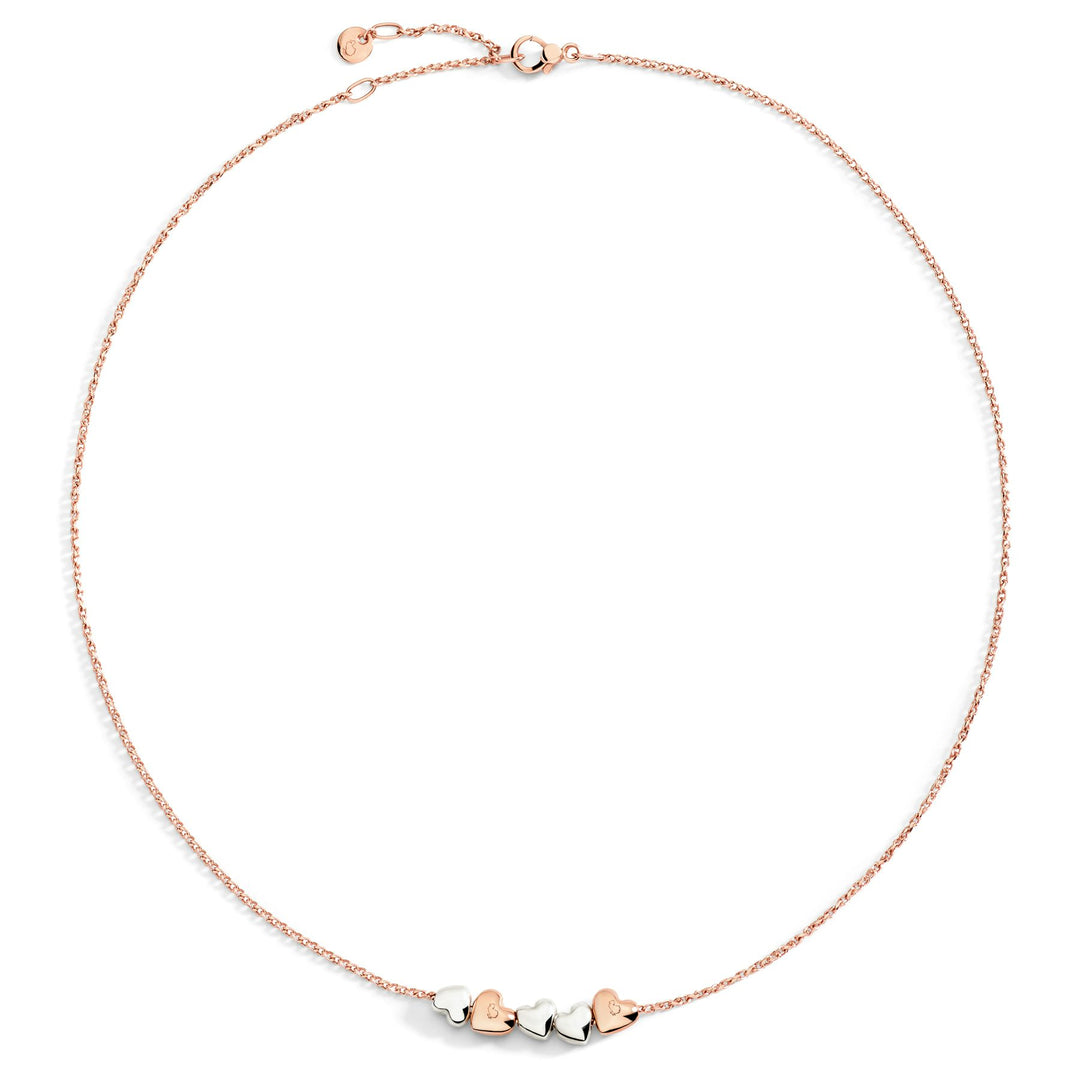 Collana Cuore DoDo in oro rosa 9K e argento 925 con catena oro rosa da 40 cm e pendente cuore.