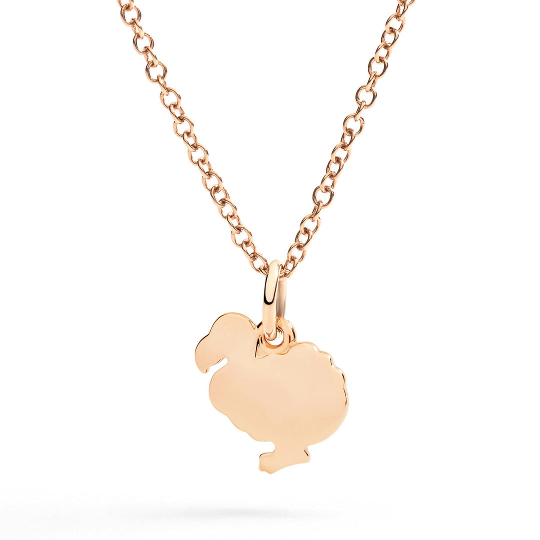 Collana Essentials DoDo in oro rosa 9K con piastrina coordinata in oro rosa, catena da 40 cm.