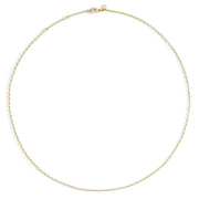 Collana Essentials DoDo in oro giallo 9K, catena a forzatina da 46 cm con piastrina logo inciso.