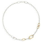 Load image into Gallery viewer, Collana Essentials DoDo da 50 cm in argento 925 e argento dorato con maglie alternate e finitura oro giallo 18K.
