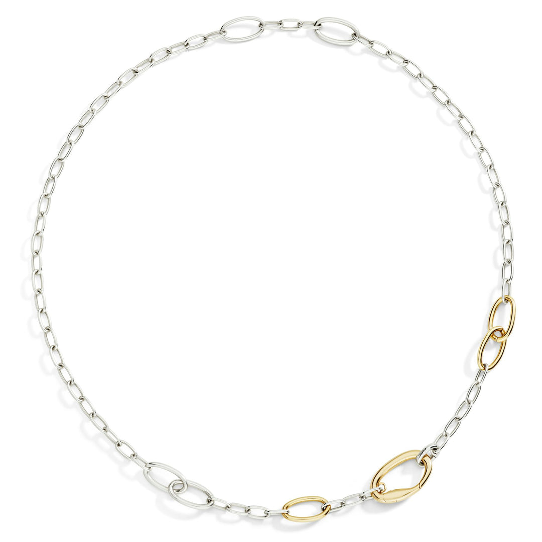 Collana Essentials DoDo da 50 cm in argento 925 e argento dorato con maglie alternate e finitura oro giallo 18K.