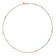 Collana Mini Granelli DoDo in oro rosa 9K e argento 925, catena rosario regolabile 38-42 cm ispirata ai granelli di sabbia.