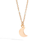Load image into Gallery viewer, Collana Mini Luna DoDo in oro rosa 9K e oro bianco 9K rodiato con ciondolo luna mini e piastrina, catena da 40 cm.
