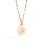 Load image into Gallery viewer, Collana Mini Quadrifoglio DoDo in oro rosa 9K e oro bianco 9K rodiato con charm quadrifoglio e piastrina, catena da 40 cm.
