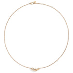 Load image into Gallery viewer, Collana Nodo DoDo in oro rosa 9K con diamante bianco 0,06 ct e catena regolabile 38-42 cm.
