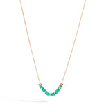 Load image into Gallery viewer, Collana Rondelle DoDo in argento 925 placcato oro rosa 18K con rondelle verdi e turchesi in plastica riciclata, catena da 42 cm.
