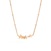 Collana Stellina DoDo in oro rosa 9K con tre charm a forma di stella, catena regolabile 38-42 cm.