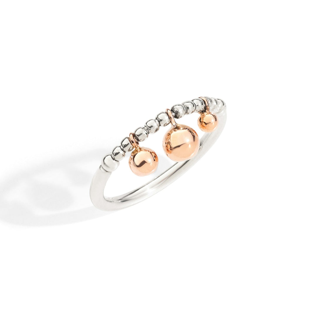 Anello Bollicine Argento e Oro Rosa